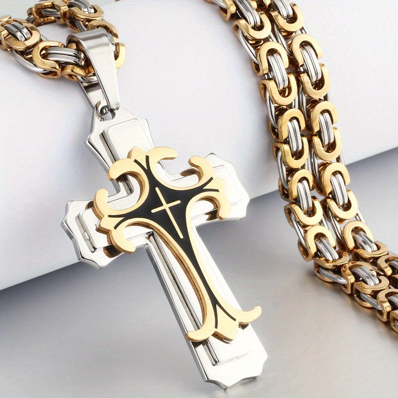 Men's vintage pendant necklace multi-layer handmade design
