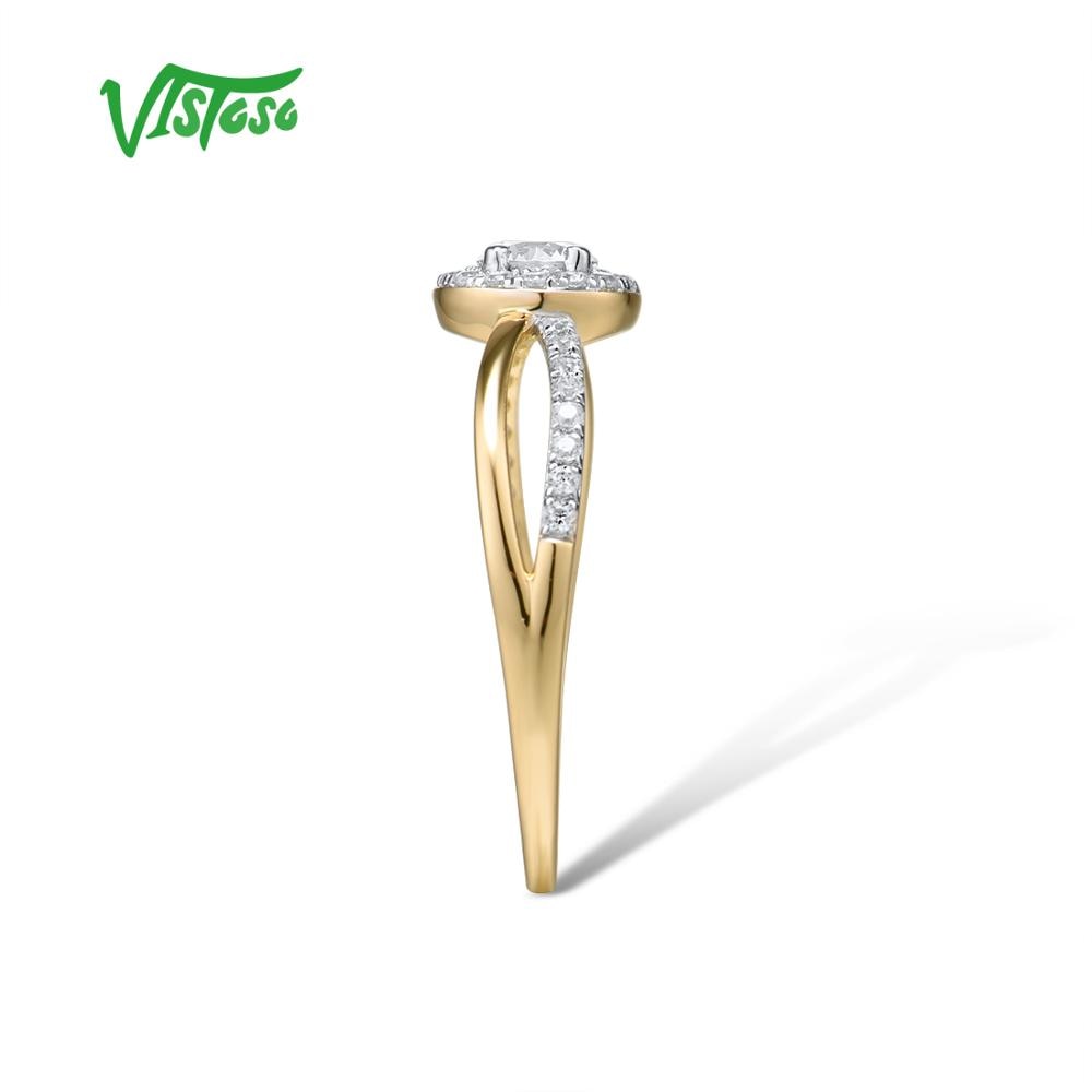 VISTOSO Gold Rings For Women Genuine 9K 375 Yellow Gold Ring Sparkling White CZ Promise Band Rings Anniversary Fine Jewelry