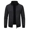 Men Sweater Knitwear Cardigan Autumn Winter New Warm Plaid Stand Collar Jacket Hooded Coat Men Clothing