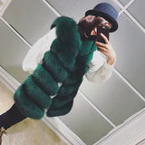 Gilet en fourrure de renard naturelle pour femme profil