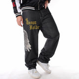 Jean hip hop homme baggy | Pantalon streetwear ample | Jean grande taille homme | Jean baggy motif tête de mort | Jean ailes de faucon homme | Jean couronne et lettres | Jean streetwear grande taille | Jean mode homme décontracté | Jean graphique homme ample | Jean hip hop tête de mort