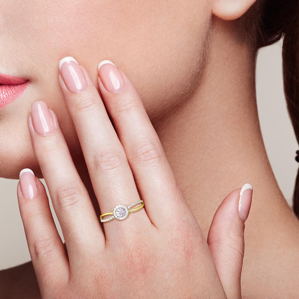 VISTOSO Gold Rings For Women Genuine 9K 375 Yellow Gold Ring Sparkling White CZ Promise Band Rings Anniversary Fine Jewelry