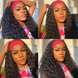 Perruque cheveux naturels avec bandeau intégré, facile à porter, style confortable et élégant, idéale pour un look naturel sans colle ni dentelle.