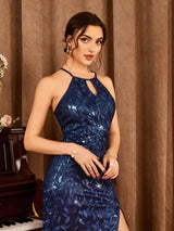 Robe dos nu sequins | Robe fendue brillante | Robe à paillettes Unithorse | Robe croisée dos sexy | Robe soirée dos nu femme | Robe fendue sequins femme | Robe élégante à paillettes | Robe soirée sexy Unithorse | Robe fendue dos croisé | Robe fendue brillante femme