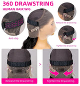 Perruque Lace Front Wig Body Wave 360 HD, cheveux naturels, pre-plucked, 12A, sans colle, vierge brésilienne, avec cordon de serrage