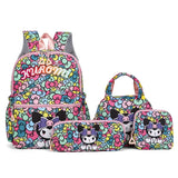 Ensemble de sacs à dos Kuromi | Cartable Hello Kitty | Sac à dos Sanrio 4 pièces | Trousse Kuromi | Sac bandoulière Melody | Joli sac à dos Sanrio | Ensemble de portefeuilles Kuromi | Ensemble de sacs scolaires pour filles | Sac à dos Hello Kitty | Sac Kuromi d'extérieur