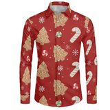 Chemise à manches longues imprimée en 3D pour hommes imprimée 3D bleue