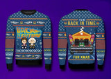 Pulls de noël laides retour vers le futur Sweater front view with cartoon graphic