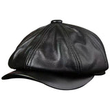 Chapeaux hommes 2025 hiver 100% Casquette chaude en cuir véritable béret masculin peintre Boina peau de vache Casquette octogonale haute qualité Streetwear