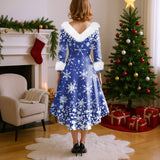 Robe d’hiver de Noël femme imprimée vintage