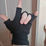 Gants de poignet en tricot sans doigts noir