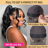 Perruque Lace Front Wig Body Wave 360 HD, cheveux naturels, pre-plucked, 12A, sans colle, vierge brésilienne, avec cordon de serrage