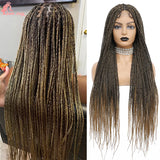 Perruques tressées Afro Cornrow synthétiques pleine dentelle, boîte sans nœuds, perruque tressée pour femmes noires, 36 pouces, perruque tressée de déesse faite à la main