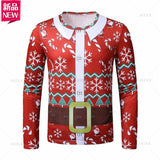 T-shirt à manches longues joyeux Noël imprimé en 3D pour hommes dos