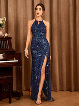 Robe dos nu sequins | Robe fendue brillante | Robe à paillettes Unithorse | Robe croisée dos sexy | Robe soirée dos nu femme | Robe fendue sequins femme | Robe élégante à paillettes | Robe soirée sexy Unithorse | Robe fendue dos croisé | Robe fendue brillante femme