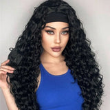 Perruque cheveux naturels avec bandeau intégré, facile à porter, style confortable et élégant, idéale pour un look naturel sans colle ni dentelle.