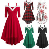 Robe Mère Noël sexy femme | Costume Noël femme 2023 | Robe rouge Noël manches longues | Robe cosplay Noël femme | Robe Noël épaules dénudées | Robe festive femme hiver | Déguisement Mère Noël chic | Robe Noël sexy à bretelles | Robe de fête Noël femme | Costume de Noël femme élégant