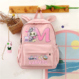 Sac à dos Labubu | Cartable avec oreilles de lapin | Sac étudiant dessin animé | Sac à dos lettres A-Z | Sac à dos scolaire pour enfants | Sac à livres garçon fille | Sac cadeau Labubu | Sac de rangement pour fournitures scolaires | Joli cartable | Sac cartoon à la mode