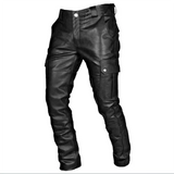 Pantalon ample en simili cuir pour homme | Pantalon en simili cuir noir pour homme | Pantalon en cuir décontracté pour homme | Pantalon en cuir avec plusieurs poches pour homme | Pantalon en cuir coupe ample pour homme | Pantalon de moto en simili cuir pour homme | Pantalon en cuir grande taille pour homme | Pantalon en cuir tendance pour homme | Pantalon en cuir pour usage quotidien homme | Pantalon en cuir avec poches
