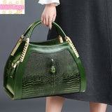 Sacs à main en cuir véritable motif Crocodile pour femmes d'âge moyen, sacoche à bandoulière multicouche, grands sacs