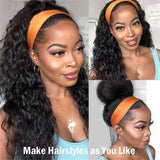 Perruque cheveux naturels avec bandeau intégré, facile à porter, style confortable et élégant, idéale pour un look naturel sans colle ni dentelle.