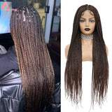Perruques tressées Afro Cornrow synthétiques pleine dentelle, boîte sans nœuds, perruque tressée pour femmes noires, 36 pouces, perruque tressée de déesse faite à la main