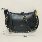 Sac à bandoulière noir riveté pour femmes, sac sous les bras, Design de luxe rétro pour dames, nouvelle collection 2025