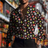 Chemise à manches longues imprimée en 3D pour hommes Motif 3D streetwear