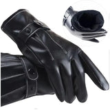 Gants d'hiver pour hommes en cuir PU bouton détaillé