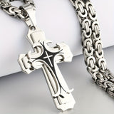 Men's vintage pendant necklace stainless steel close-up