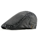 Béret denim Wuaumx homme femme | Casquette plate décontractée été | Béret artiste homme femme été | Casquette duckbill printemps été | Béret en jean style rétro | Casquette gavroche Wuaumx unisexe | Béret à visière denim lavé | Casquette herringbone printemps | Chapeau plat été homme femme | Béret mode casual Wuaumx