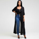 Kimono long plage femme | Gilet chiffon léger été | Veste fluide protection solaire | Cardigan long transparent femme | Manteau drapé léger été | Blouse plage voile légère | Châle long femme confortable | Veste fine couleur unie femme | Gilet de plage en chiffon | Manteau léger femme été