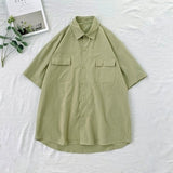 Chemise homme été manches courtes | Chemise homme couleurs bonbon | Chemise homme couple décontractée | Chemise col rabattu homme | Chemise homme poches simples | Chemise loose été homme | Chemise Harajuku homme mode | Chemise unie homme tendance | Chemise été homme fashion | Chemise ample colorée homme