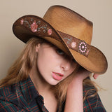 Chapeau paille femme 2022 | Chapeau cowboy western femme | Chapeau panama été vintage | Chapeau brodé fait main femme | Chapeau rétro été cowgirl | Chapeau élégant paille femme | Chapeau cowgirl broderie été | Chapeau femme style western | Chapeau vintage panama femme | Chapeau paille haute qualité 2022