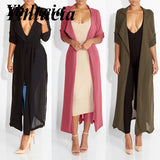 Kimono long plage femme | Gilet chiffon léger été | Veste fluide protection solaire | Cardigan long transparent femme | Manteau drapé léger été | Blouse plage voile légère | Châle long femme confortable | Veste fine couleur unie femme | Gilet de plage en chiffon | Manteau léger femme été