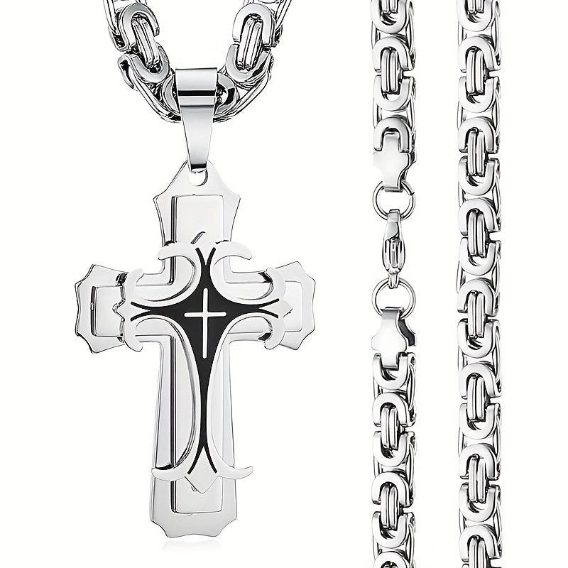 Men's vintage pendant necklace flat pendant detail