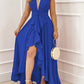 Elegant deep v-neck maxi dress front view