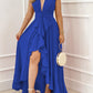 Elegant deep v-neck maxi dress front view