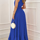 Elegant deep v-neck maxi dress flowing skirt