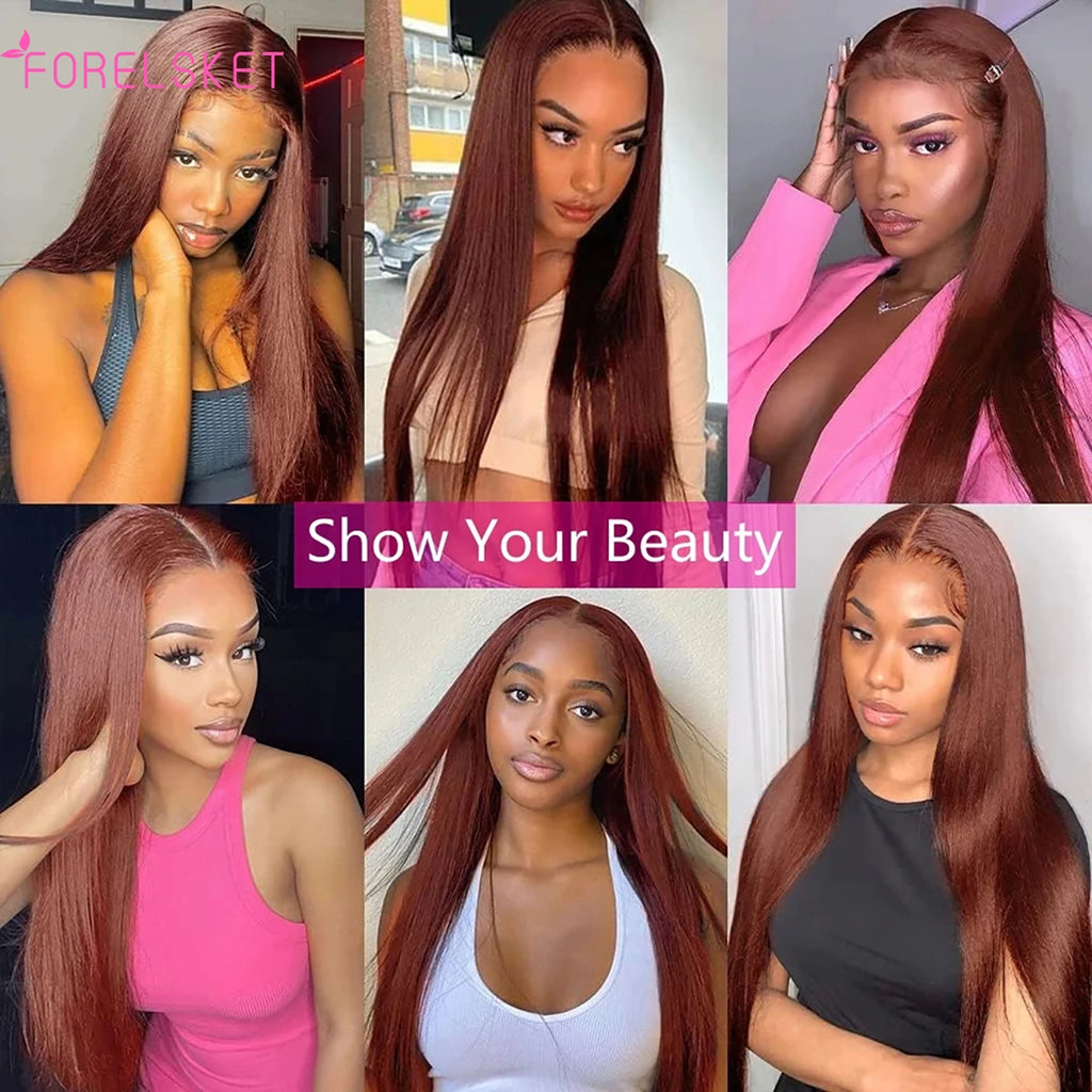 Perruque brune Burgundy | Perruque brésilienne 4x4 | Perruque cheveux humains | Perruque lace front 4x4 | Perruque pre-plucked | Perruque droite Burgundy | Perruque 100% humaine | Perruque vierge brune | Perruque frontale 4x4 | Perruque brune profonde