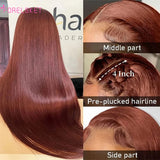 Perruque brune Burgundy | Perruque brésilienne 4x4 | Perruque cheveux humains | Perruque lace front 4x4 | Perruque pre-plucked | Perruque droite Burgundy | Perruque 100% humaine | Perruque vierge brune | Perruque frontale 4x4 | Perruque brune profonde