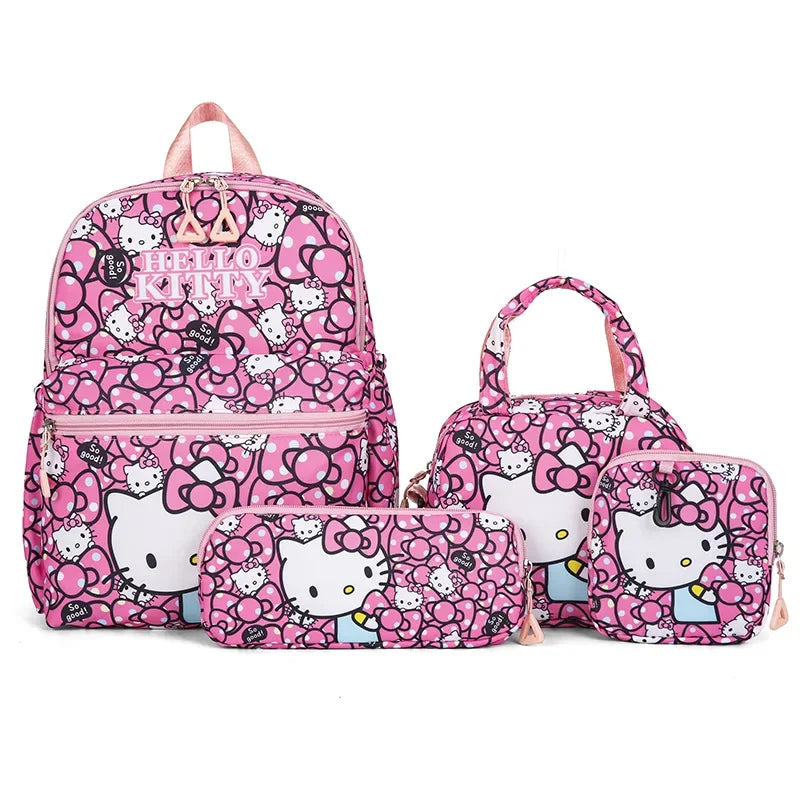 Ensemble de sacs à dos Kuromi | Cartable Hello Kitty | Sac à dos Sanrio 4 pièces | Trousse Kuromi | Sac bandoulière Melody | Joli sac à dos Sanrio | Ensemble de portefeuilles Kuromi | Ensemble de sacs scolaires pour filles | Sac à dos Hello Kitty | Sac Kuromi d'extérieur