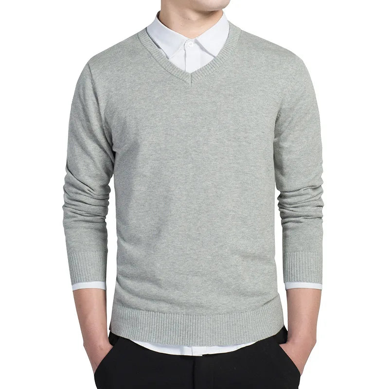 Sweater Men Autumn Casual Pullovers Men V-Neck Knitted Clothing Slim Fit Male Sweaters Pull Homme