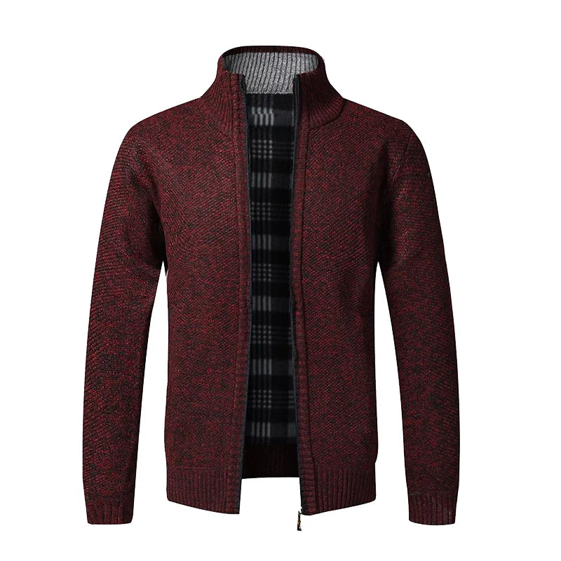 Winter New Men's Jacket Slim Fit Zipper Jacket Casual Men Solid Cotton Thick Warm Sweater Men