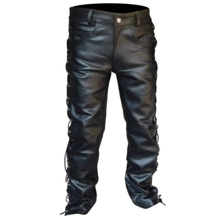 Pantalon moto cuir lacets homme | Pantalon punk noir homme cuir | Pantalon moto grande taille homme | Pantalon hiver cuir homme mode | Pantalon cuir lacets style punk | Pantalon moto homme tendance | Pantalon noir cuir grande taille | Pantalon homme mode hiver cuir | Pantalon cuir à lacets punk | Pantalon moto cuir chaud homme
