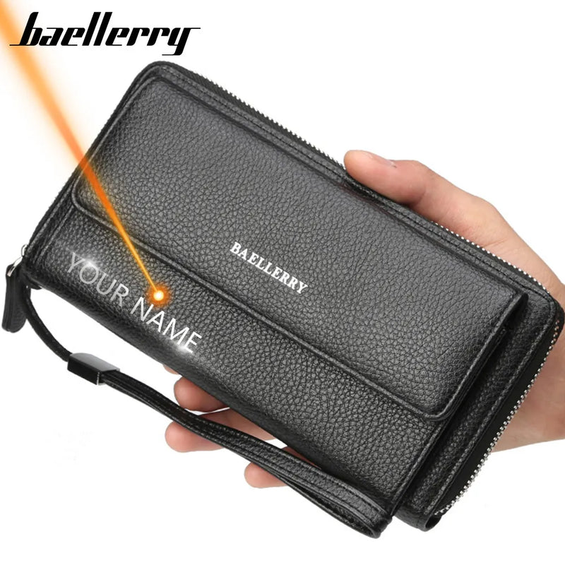 Portefeuille homme luxe cuir PU | Portefeuille homme gravé prénom | Portefeuille homme grande capacité | Clutch homme cuir avec dragonne | Portefeuille homme zippé élégant | Porte-monnaie homme business cuir | Portefeuille homme solide pratique | Portefeuille homme à fermeture zip | Portefeuille homme PU personnalisé | Portefeuille homme avec poignée