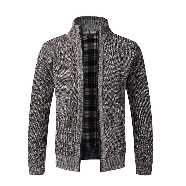 Winter New Men's Jacket Slim Fit Zipper Jacket Casual Men Solid Cotton Thick Warm Sweater Men