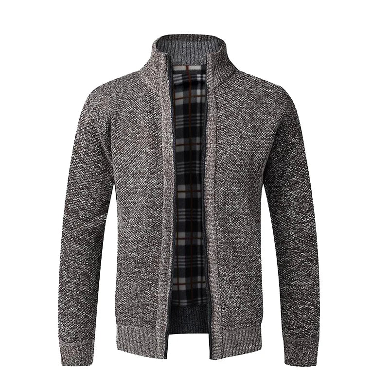 Winter New Men's Jacket Slim Fit Zipper Jacket Casual Men Solid Cotton Thick Warm Sweater Men