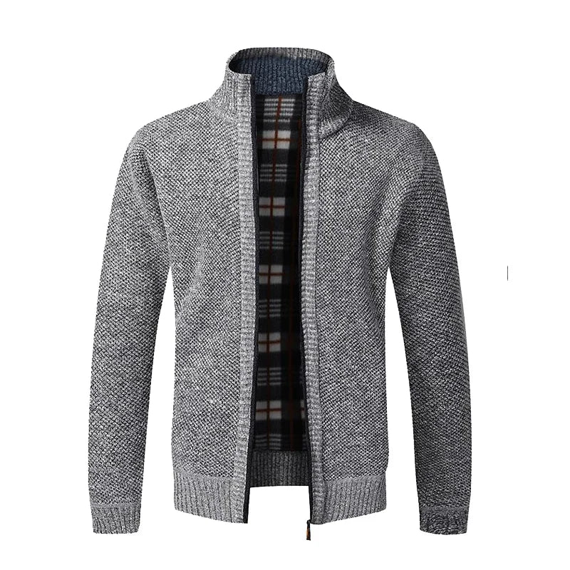Winter New Men's Jacket Slim Fit Zipper Jacket Casual Men Solid Cotton Thick Warm Sweater Men