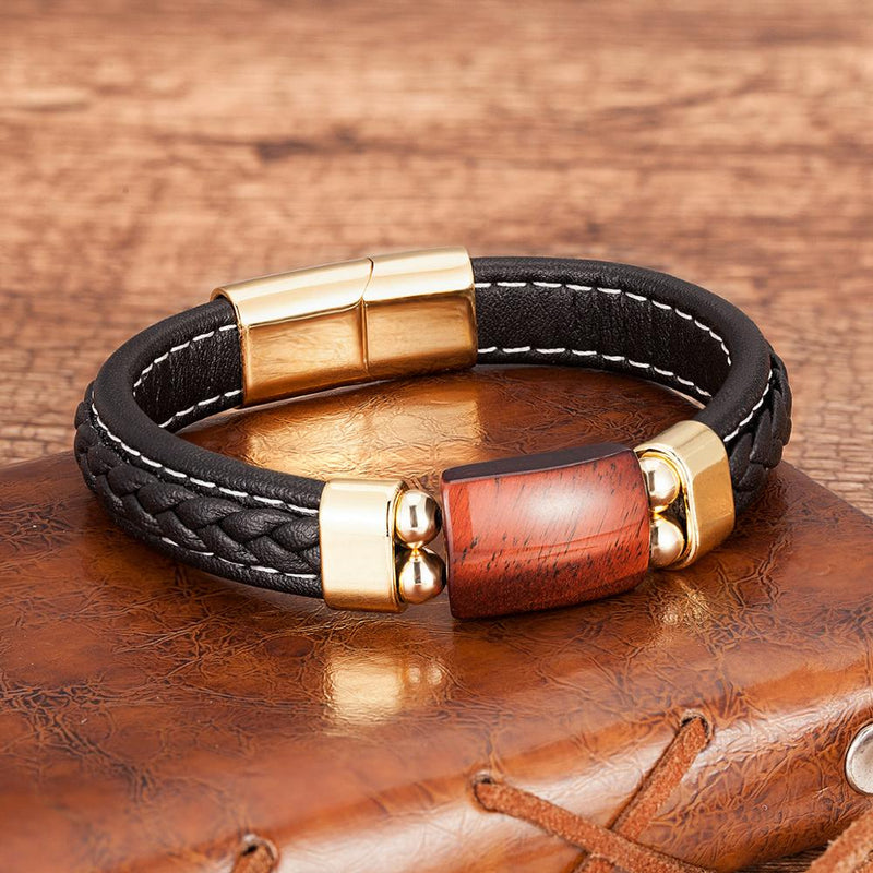 Bracelet homme œil de tigre | Bracelet pierre naturelle homme | Bracelet cuir tressé noir | Bracelet géométrique homme | Bijoux homme pierre naturelle | Bracelet œil de tigre noir | Bracelet cuir homme cadeau | Bracelet naturel pierre tigre | Bracelet homme design géométrique | Bracelet homme cuir tressé pierre